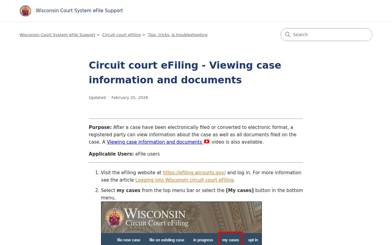 Clark County docket search eFiling document help