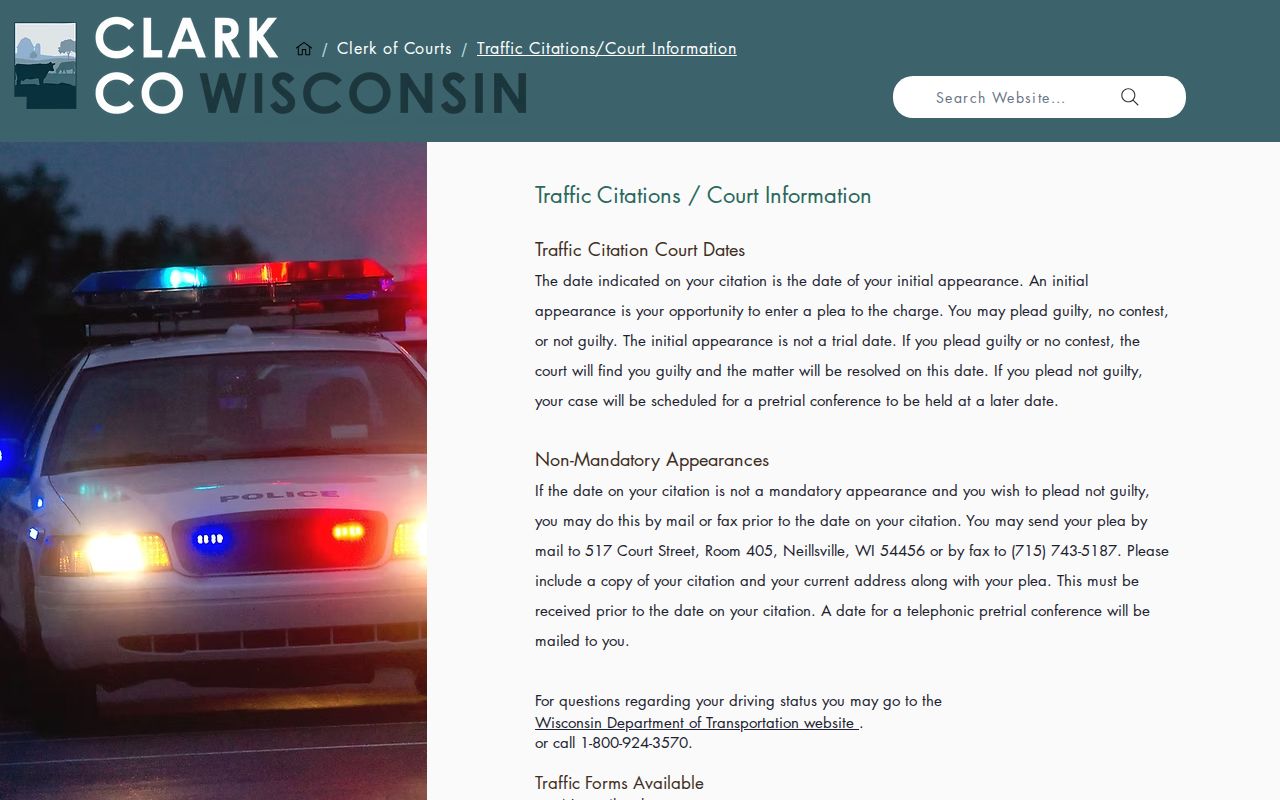 Clark County court schedule citation date instructions